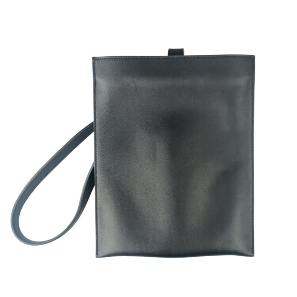 HERMES Shoulder Bag, Possian Plus, Black, Veau Swift Leather, Unisex Crossbod...